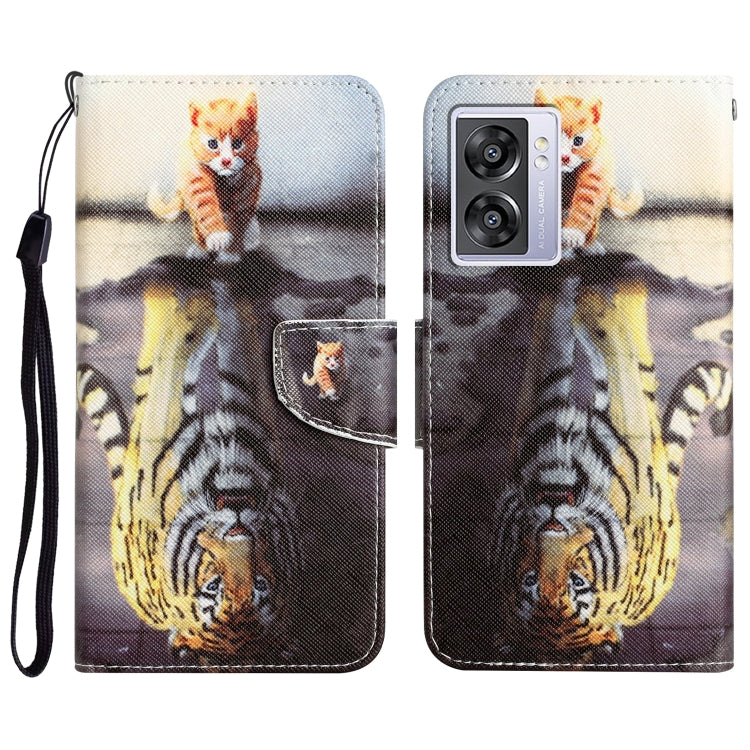 Colored Drawing Leather Phone Case, For OPPO A57 2022