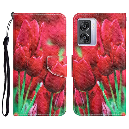 Colored Drawing Leather Phone Case, For OPPO A57 2022