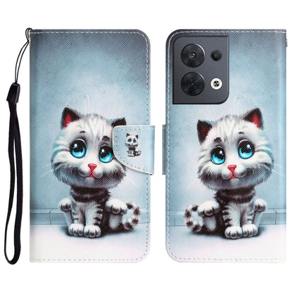 Colored Drawing Leather Phone Case, For OPPO Reno8