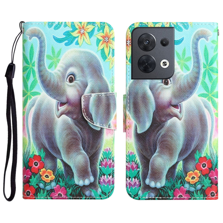Colored Drawing Leather Phone Case, For OPPO Reno8