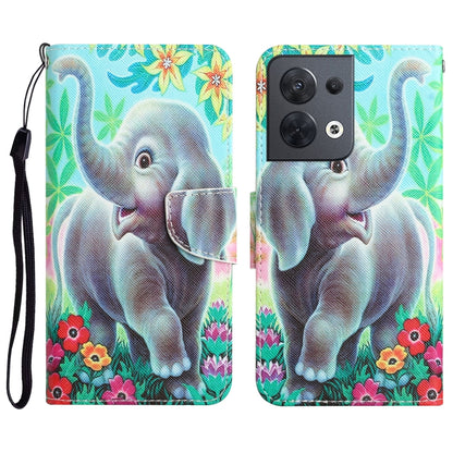 Colored Drawing Leather Phone Case, For OPPO Reno8
