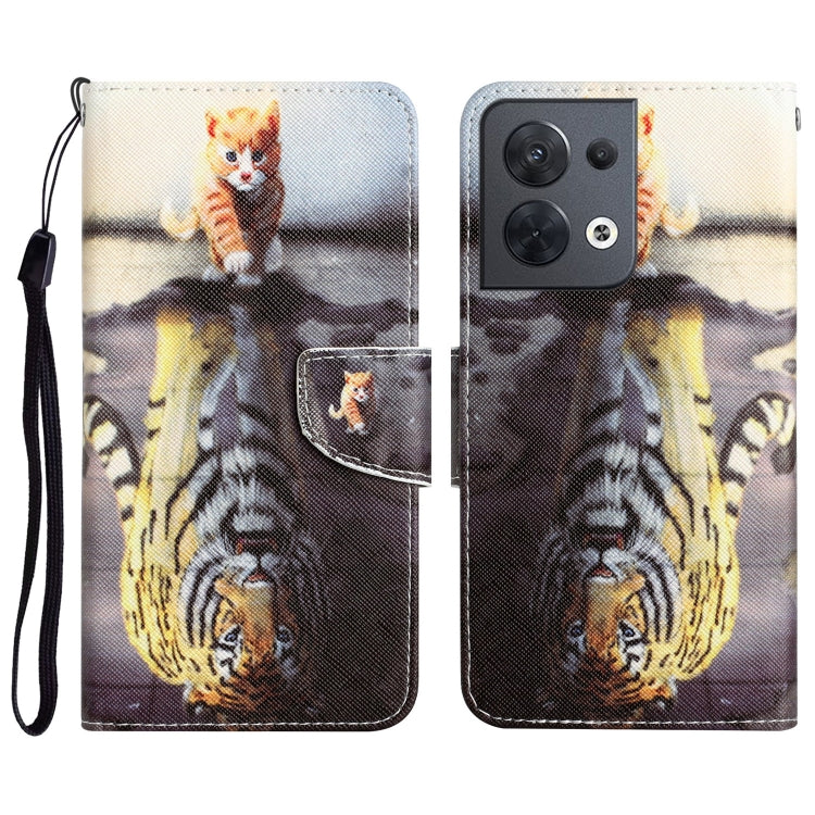 Colored Drawing Leather Phone Case, For OPPO Reno8