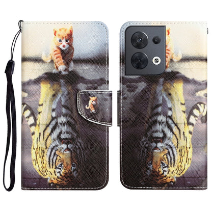 Colored Drawing Leather Phone Case, For OPPO Reno8