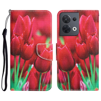 Colored Drawing Leather Phone Case, For OPPO Reno8