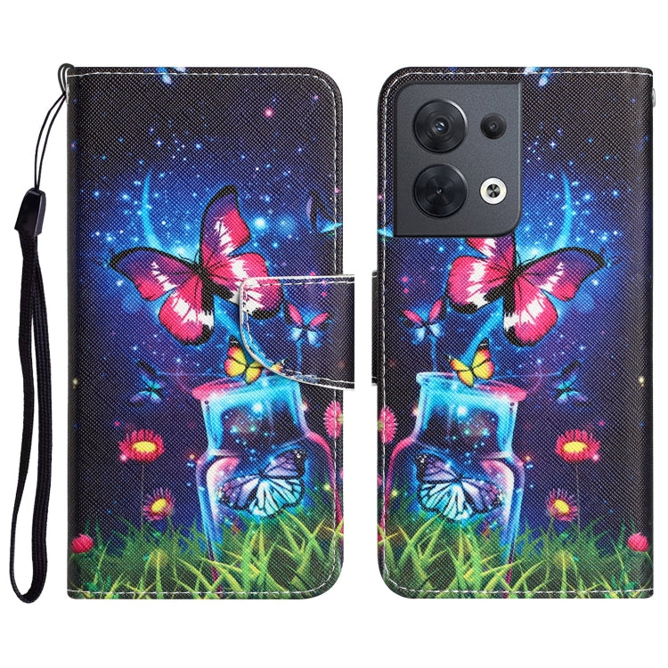 Colored Drawing Leather Phone Case, For OPPO Reno8