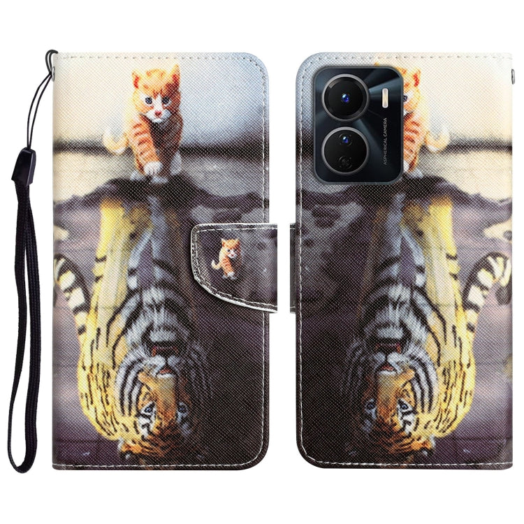 Colored Drawing Leather Phone Case, For vivo Y16