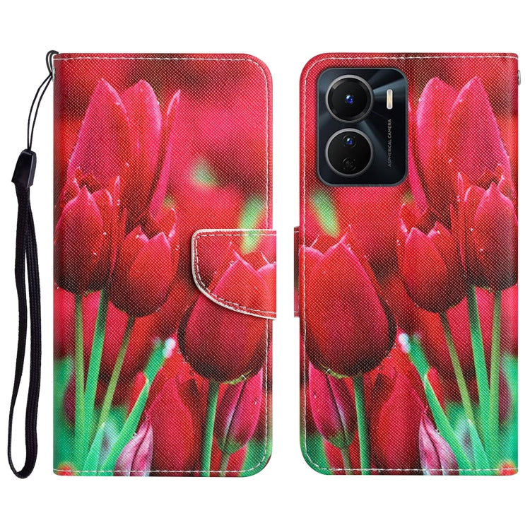 Colored Drawing Leather Phone Case, For vivo Y16