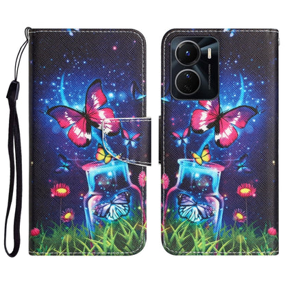 Colored Drawing Leather Phone Case, For vivo Y16