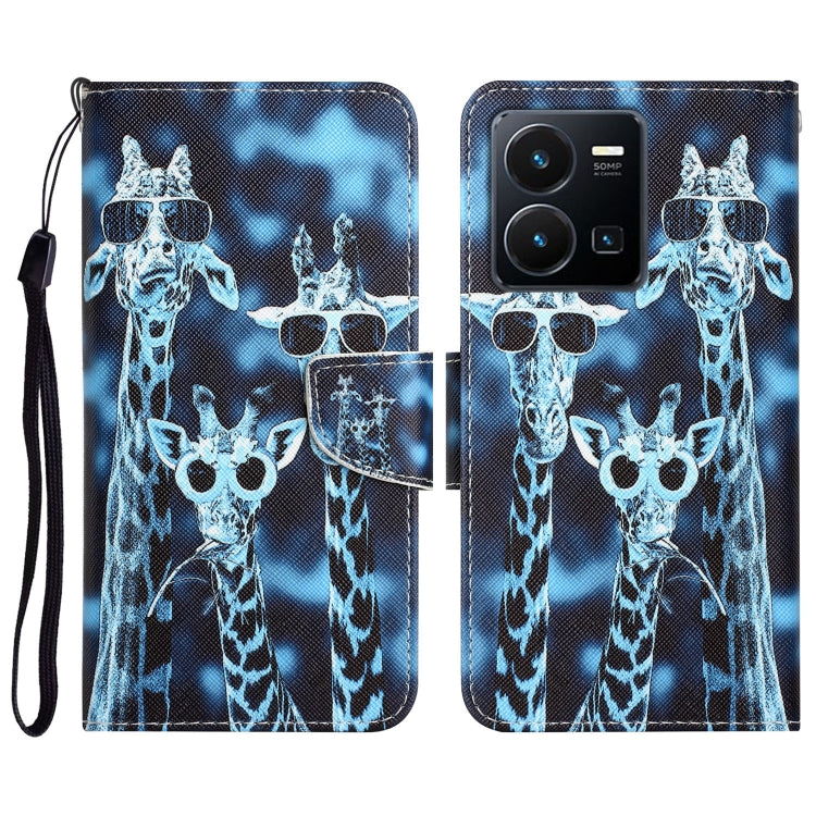 Colored Drawing Leather Phone Case, For vivo Y22s