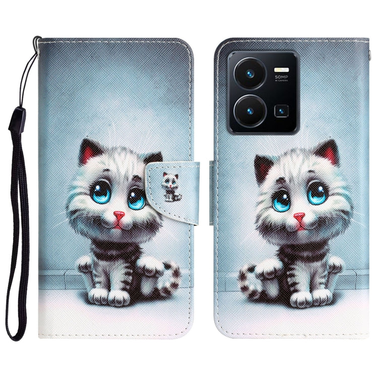 Colored Drawing Leather Phone Case, For vivo Y22s