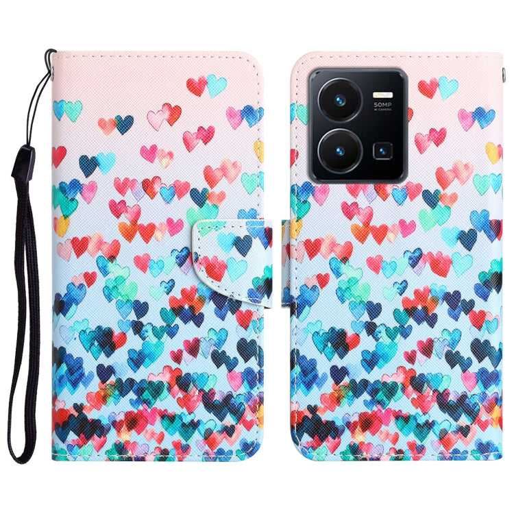 Colored Drawing Leather Phone Case, For vivo Y22s