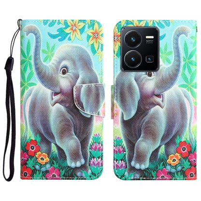 Colored Drawing Leather Phone Case, For vivo Y22s