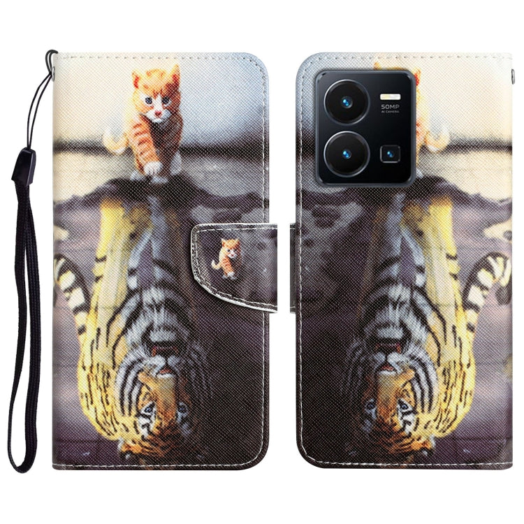 Colored Drawing Leather Phone Case, For vivo Y22s