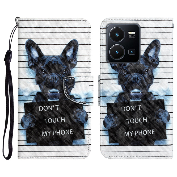 Colored Drawing Leather Phone Case, For vivo Y22s