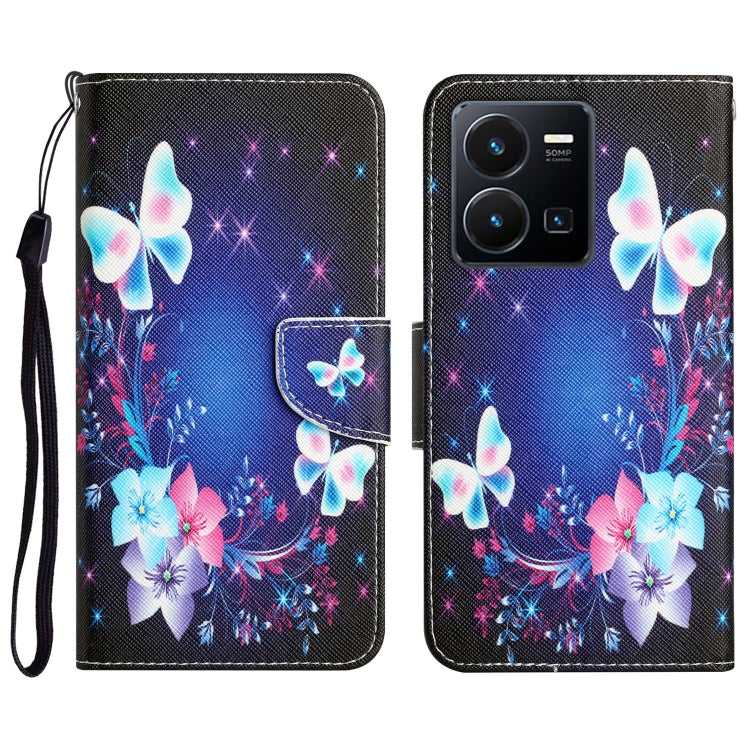 Colored Drawing Leather Phone Case, For vivo Y22s