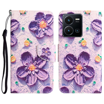 Colored Drawing Leather Phone Case, For vivo Y22s