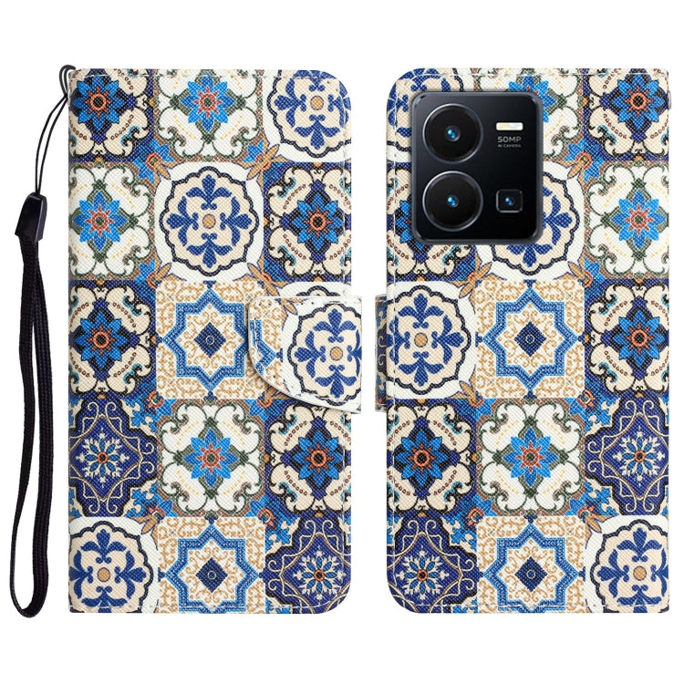 Colored Drawing Leather Phone Case, For vivo Y22s