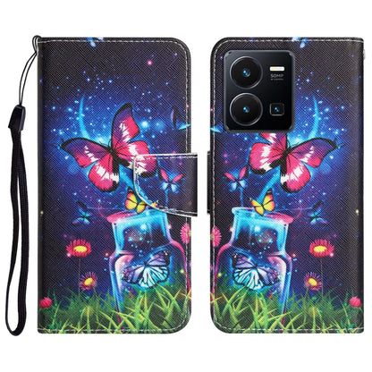 Colored Drawing Leather Phone Case, For vivo Y22s