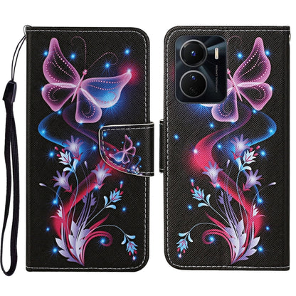 Colored Drawing Pattern Leather Phone Case, For vivo Y16