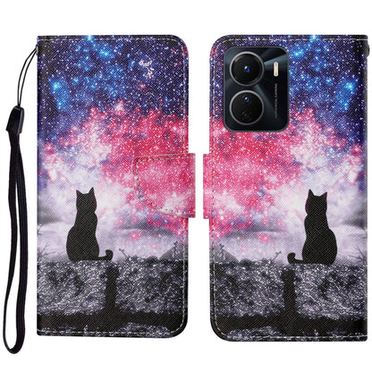 Colored Drawing Pattern Leather Phone Case, For vivo Y16
