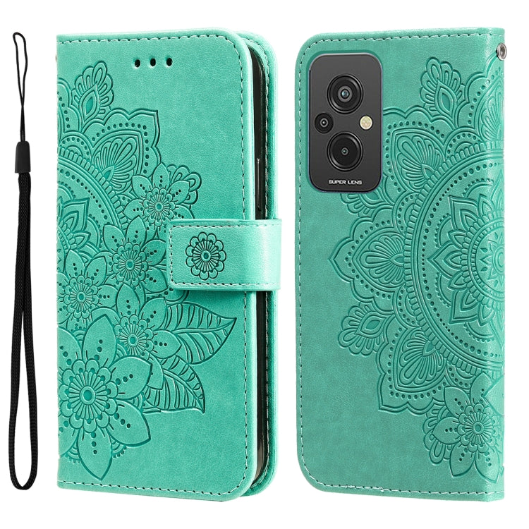 7-petal Flowers Embossing Leather Phone Case, For Xiaomi Redmi A1+, For Xiaomi Redmi 11 Prime 4G, For Xiaomi Redmi Note 12 China, For Xiaomi Redmi Note 12 Pro 5G China