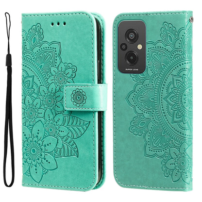 7-petal Flowers Embossing Leather Phone Case, For Xiaomi Redmi A1+, For Xiaomi Redmi 11 Prime 4G, For Xiaomi Redmi Note 12 China, For Xiaomi Redmi Note 12 Pro 5G China
