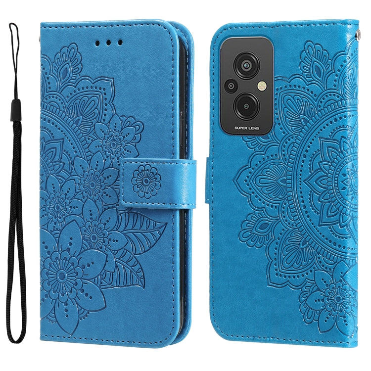 7-petal Flowers Embossing Leather Phone Case, For Xiaomi Redmi A1+, For Xiaomi Redmi 11 Prime 4G, For Xiaomi Redmi Note 12 China, For Xiaomi Redmi Note 12 Pro 5G China
