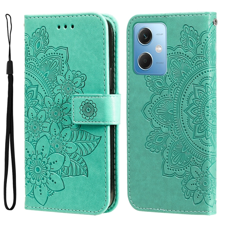 7-petal Flowers Embossing Leather Phone Case, For Xiaomi Redmi A1+, For Xiaomi Redmi 11 Prime 4G, For Xiaomi Redmi Note 12 China, For Xiaomi Redmi Note 12 Pro 5G China
