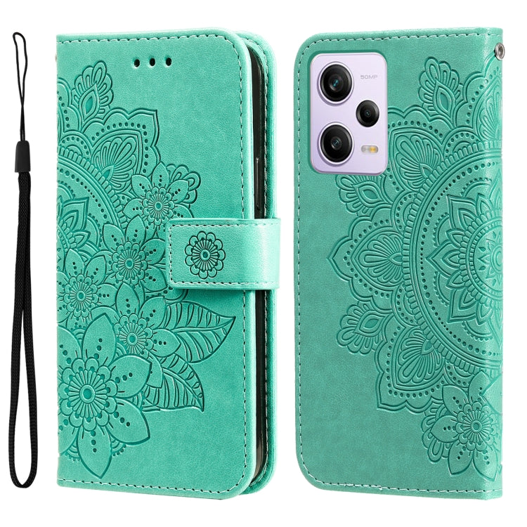 7-petal Flowers Embossing Leather Phone Case, For Xiaomi Redmi A1+, For Xiaomi Redmi 11 Prime 4G, For Xiaomi Redmi Note 12 China, For Xiaomi Redmi Note 12 Pro 5G China