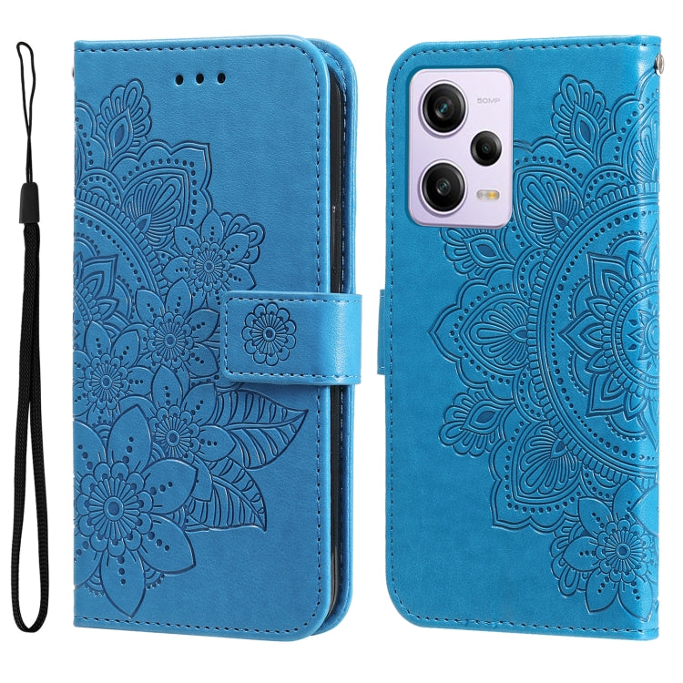 7-petal Flowers Embossing Leather Phone Case, For Xiaomi Redmi A1+, For Xiaomi Redmi 11 Prime 4G, For Xiaomi Redmi Note 12 China, For Xiaomi Redmi Note 12 Pro 5G China