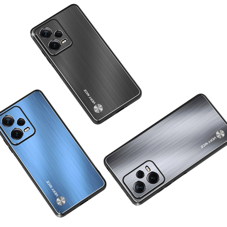 Metal Brushed Texture Shockproof Phone Case with Holder, For Xiaomi Redmi Note 12 Pro+ China, For Xiaomi Redmi Note 12 Pro 5G China, For Xiaomi Redmi Note 12 China