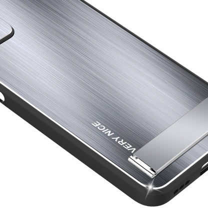 Metal Brushed Texture Shockproof Phone Case with Holder, For Xiaomi Redmi Note 12 Pro+ China, For Xiaomi Redmi Note 12 Pro 5G China, For Xiaomi Redmi Note 12 China