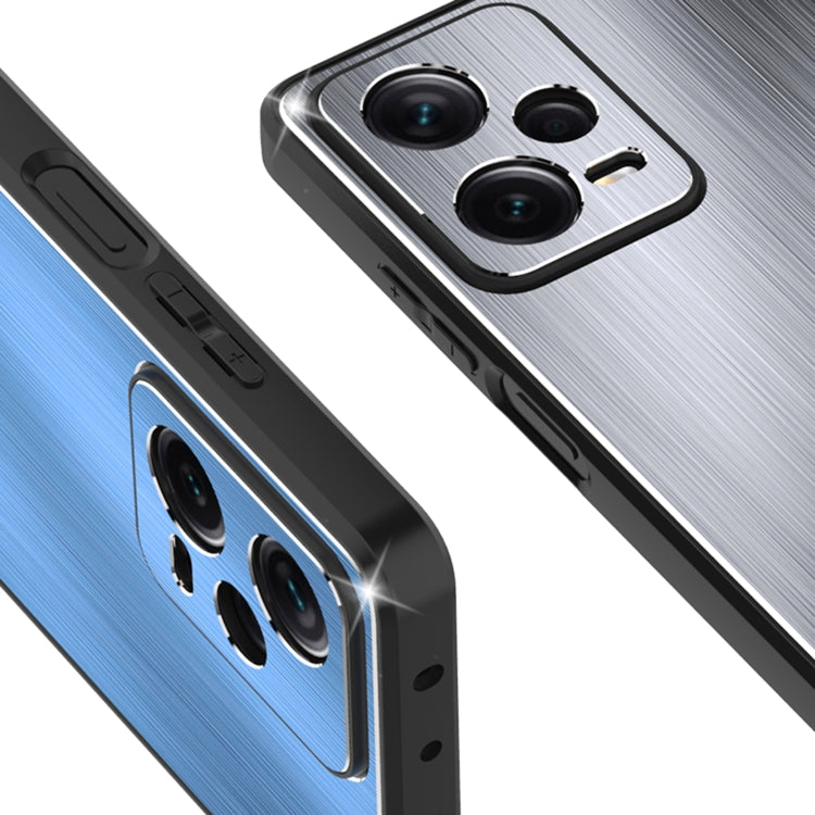 Metal Brushed Texture Shockproof Phone Case with Holder, For Xiaomi Redmi Note 12 Pro+ China, For Xiaomi Redmi Note 12 Pro 5G China, For Xiaomi Redmi Note 12 China
