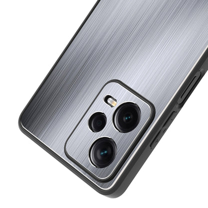 Metal Brushed Texture Shockproof Phone Case with Holder, For Xiaomi Redmi Note 12 Pro+ China, For Xiaomi Redmi Note 12 Pro 5G China, For Xiaomi Redmi Note 12 China