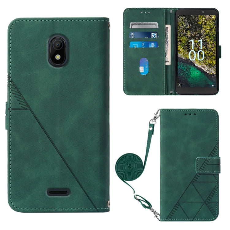 Crossbody 3D Embossed Flip Leather Phone Case, For Nokia C21, For Nokia C21 Plus, For Nokia C100, For Nokia C200