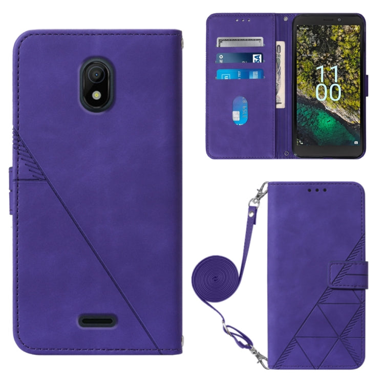 Crossbody 3D Embossed Flip Leather Phone Case, For Nokia C21, For Nokia C21 Plus, For Nokia C100, For Nokia C200
