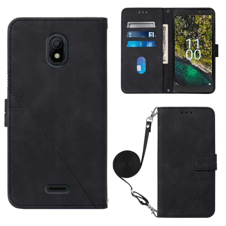Crossbody 3D Embossed Flip Leather Phone Case, For Nokia C21, For Nokia C21 Plus, For Nokia C100, For Nokia C200
