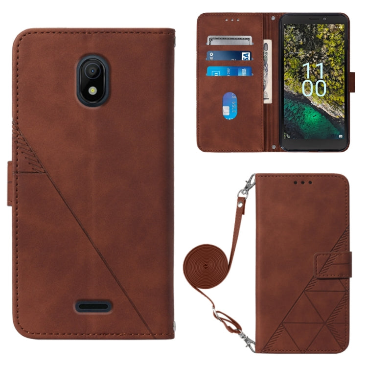 Crossbody 3D Embossed Flip Leather Phone Case, For Nokia C21, For Nokia C21 Plus, For Nokia C100, For Nokia C200