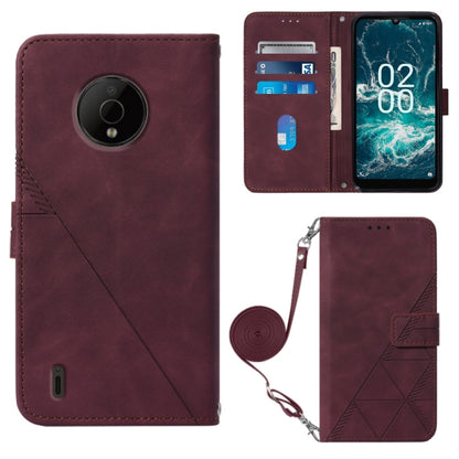 Crossbody 3D Embossed Flip Leather Phone Case, For Nokia C21, For Nokia C21 Plus, For Nokia C100, For Nokia C200