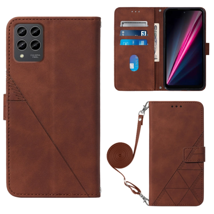 Crossbody 3D Embossed Flip Leather Phone Case, For T-Mobile Revvl 6 5G, For T-Mobile Revvl 6 Pro 5G, For Tone E22, For Samsung Galaxy A14 5G