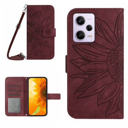 Skin Feel Sun Flower Pattern Flip Leather Phone Case with Lanyard, For Xiaomi Redmi Note 12 Pro+ China / Global / Note 12 Explorer, For Samsung Galaxy A54 5G