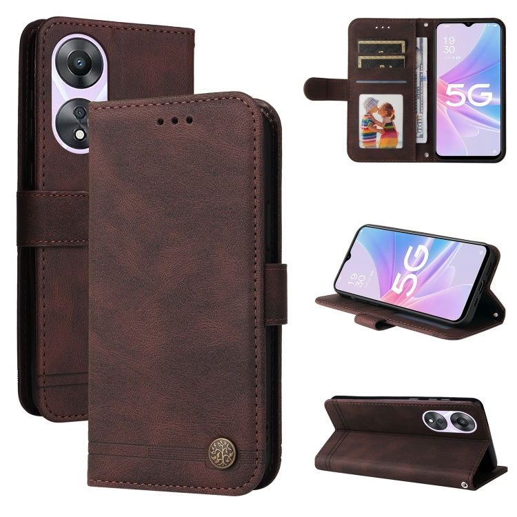 Skin Feel Life Tree Metal Button Leather Phone Case, For Huawei nova 10 SE, For Huawei nova 10, For Huawei nova 10 Pro, For OPPO A58 5G