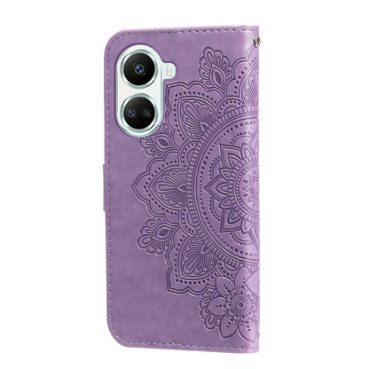 7-petal Flowers Embossing Leather Phone Case, For Huawei nova 10 SE, For Huawei nova 10, For Huawei nova 10 Pro, For OPPO A58 5G