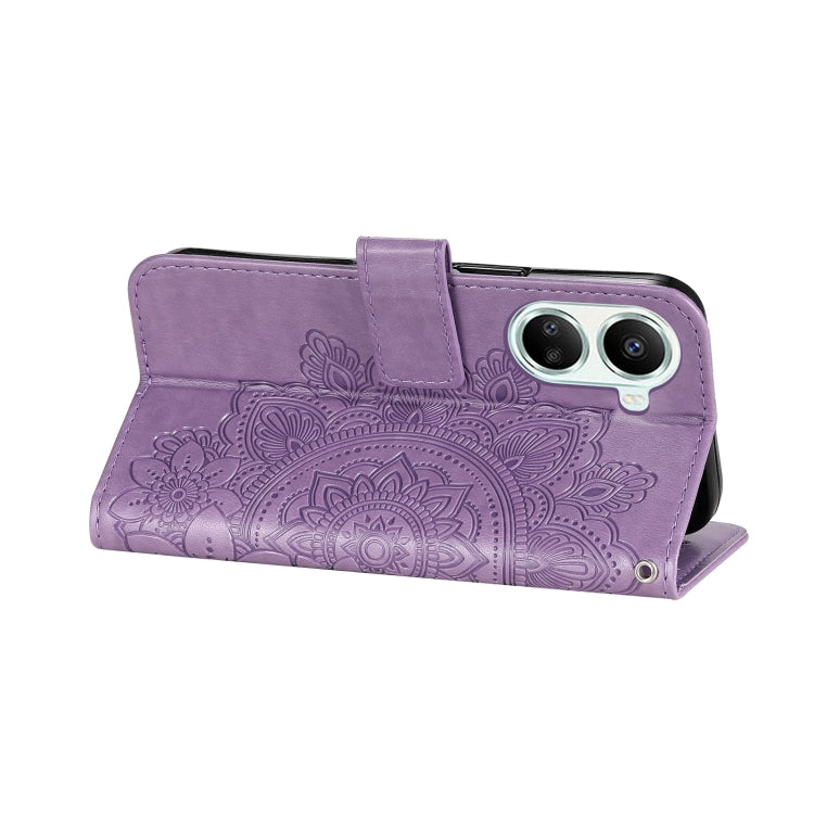 7-petal Flowers Embossing Leather Phone Case, For Huawei nova 10 SE, For Huawei nova 10, For Huawei nova 10 Pro, For OPPO A58 5G