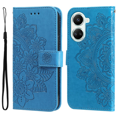 7-petal Flowers Embossing Leather Phone Case, For Huawei nova 10 SE, For Huawei nova 10, For Huawei nova 10 Pro, For OPPO A58 5G