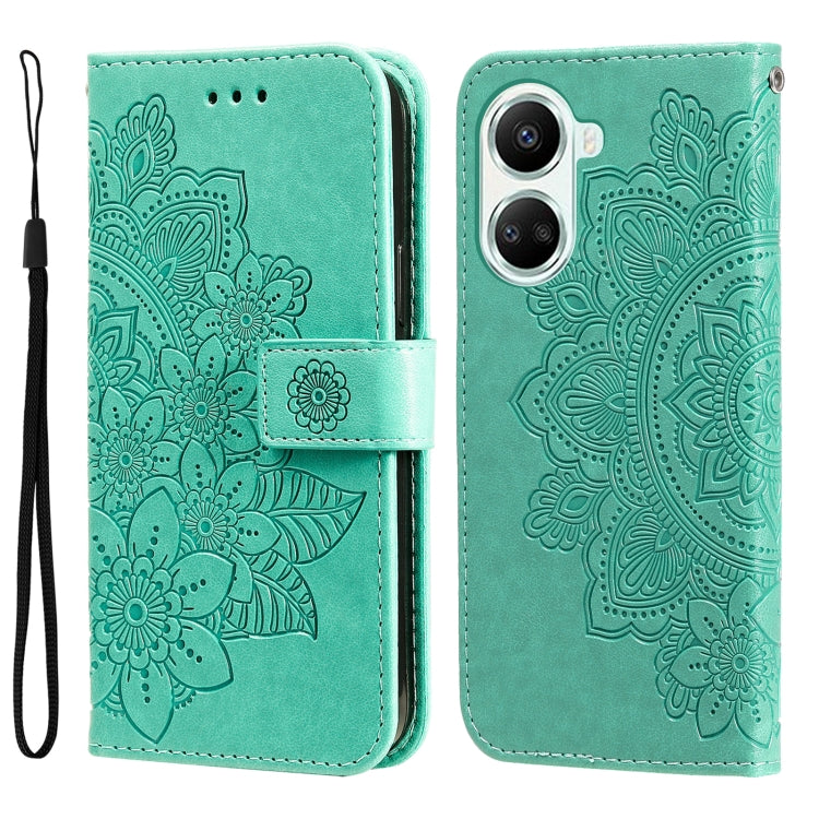 7-petal Flowers Embossing Leather Phone Case, For Huawei nova 10 SE, For Huawei nova 10, For Huawei nova 10 Pro, For OPPO A58 5G