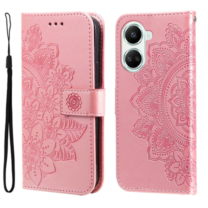 7-petal Flowers Embossing Leather Phone Case, For Huawei nova 10 SE, For Huawei nova 10, For Huawei nova 10 Pro, For OPPO A58 5G