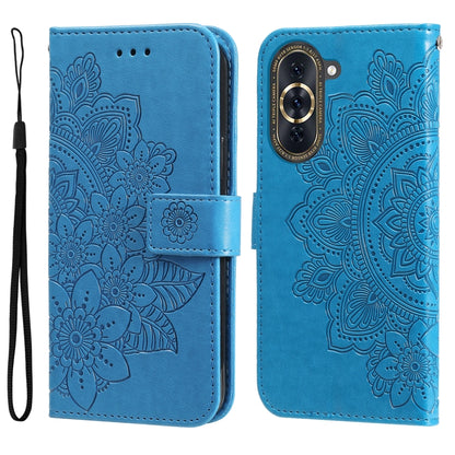 7-petal Flowers Embossing Leather Phone Case, For Huawei nova 10 SE, For Huawei nova 10, For Huawei nova 10 Pro, For OPPO A58 5G