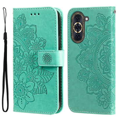 7-petal Flowers Embossing Leather Phone Case, For Huawei nova 10 SE, For Huawei nova 10, For Huawei nova 10 Pro, For OPPO A58 5G