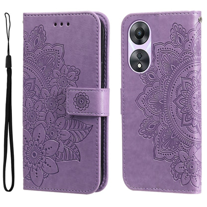 7-petal Flowers Embossing Leather Phone Case, For Huawei nova 10 SE, For Huawei nova 10, For Huawei nova 10 Pro, For OPPO A58 5G